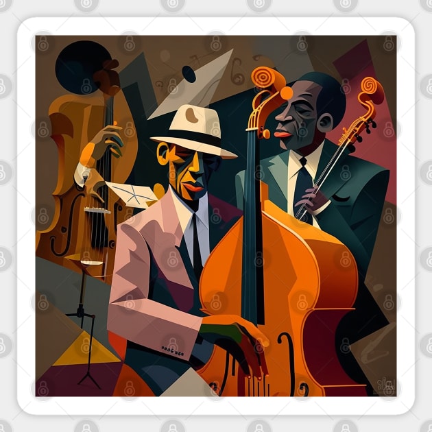 Abstract Art - men playing music, JAZZ men Sticker by Buff Geeks Art